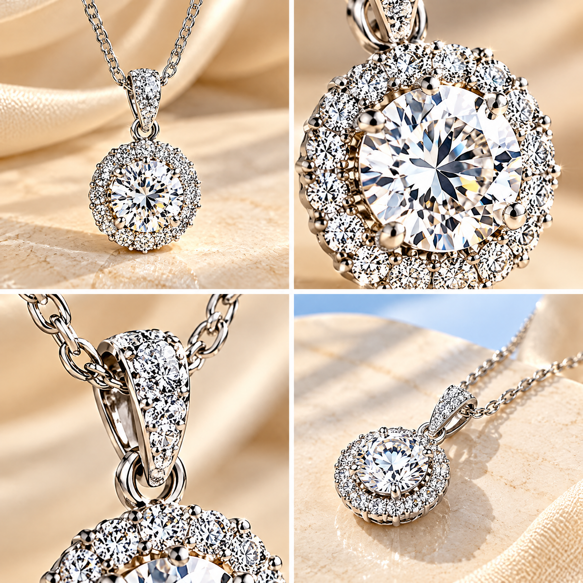 Round Radiance Halo Pendant Necklace — design details