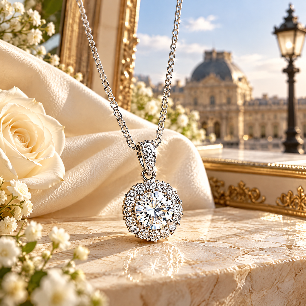 Round Radiance Halo Pendant Necklace — styling inspiration