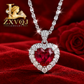 Ruby-Red Heart Halo Pendant Necklace — styled view