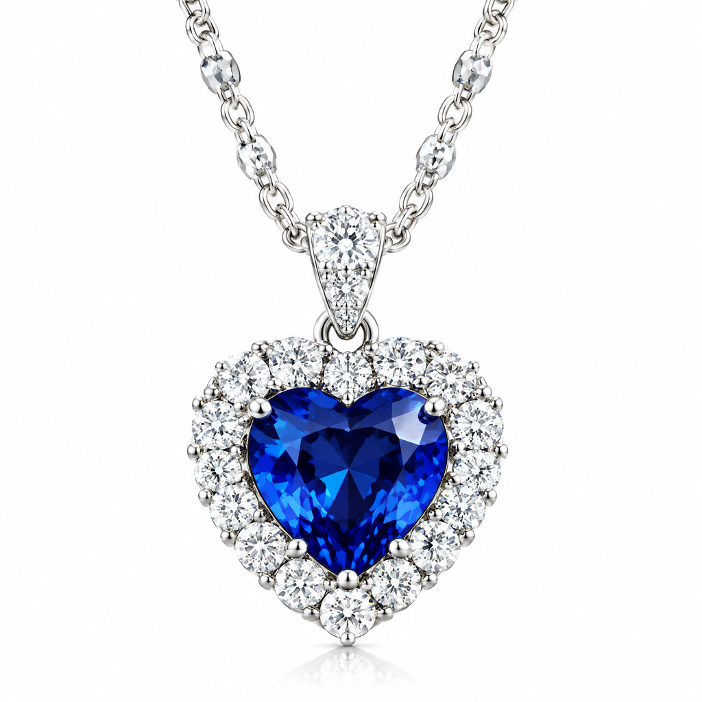 Ruby-Red Heart Halo Pendant Necklace — alternate color or finish