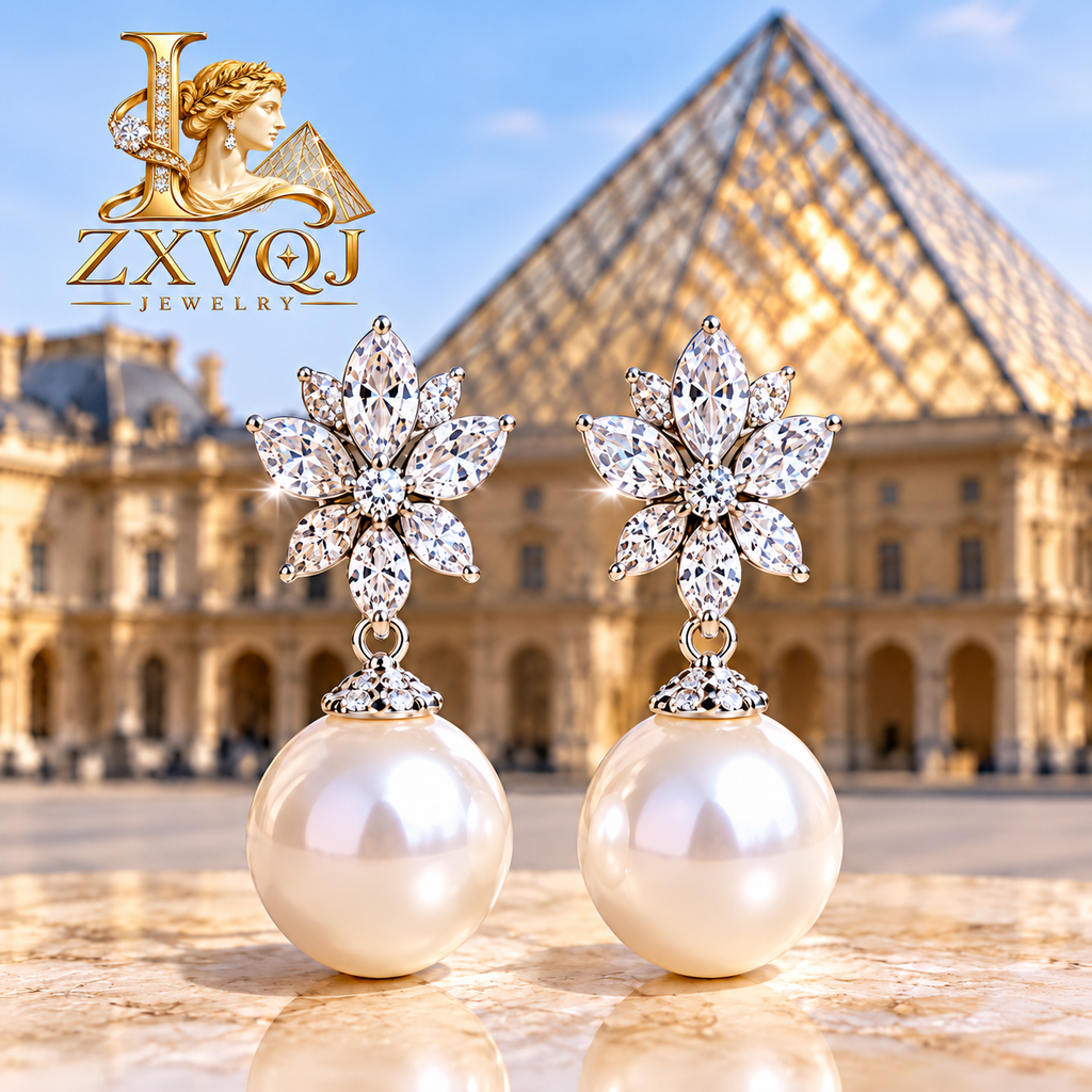 Crystal Blossom Pearl-Look Drop Earrings — styled view