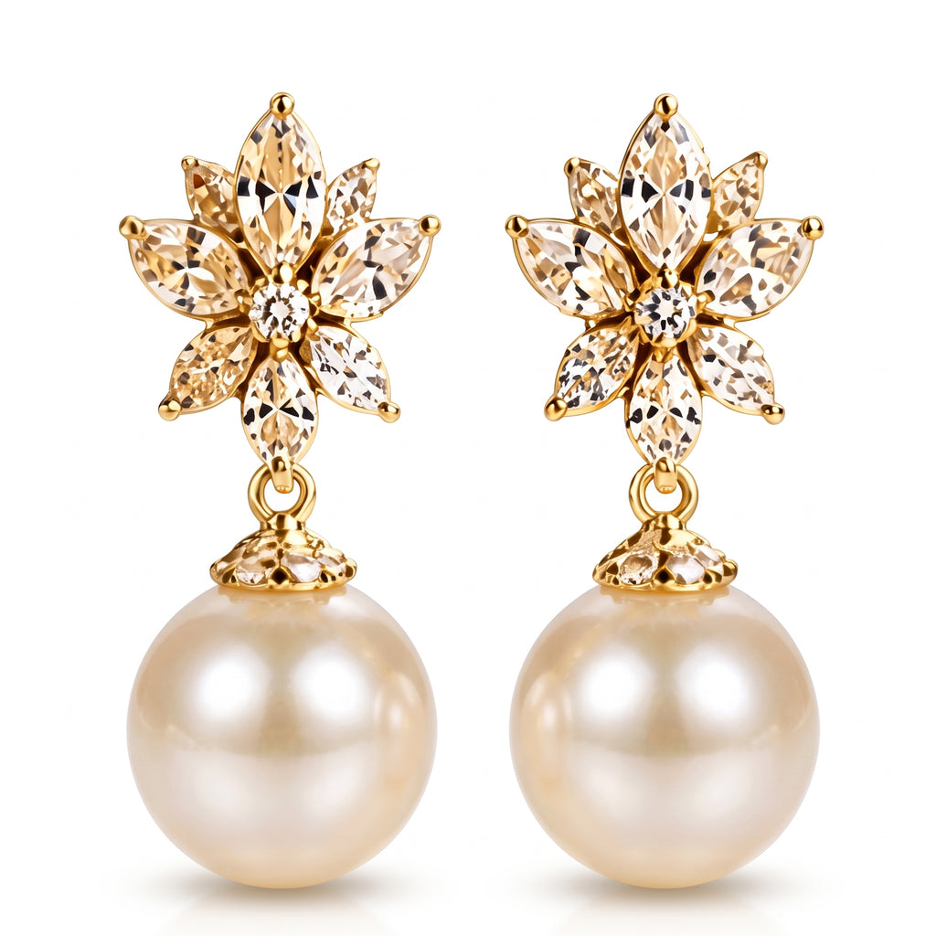 Crystal Blossom Pearl-Look Drop Earrings — alternate color or finish