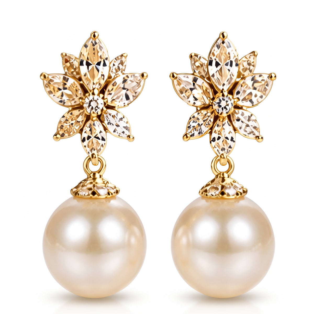 Crystal Blossom Pearl-Look Drop Earrings — alternate color or finish