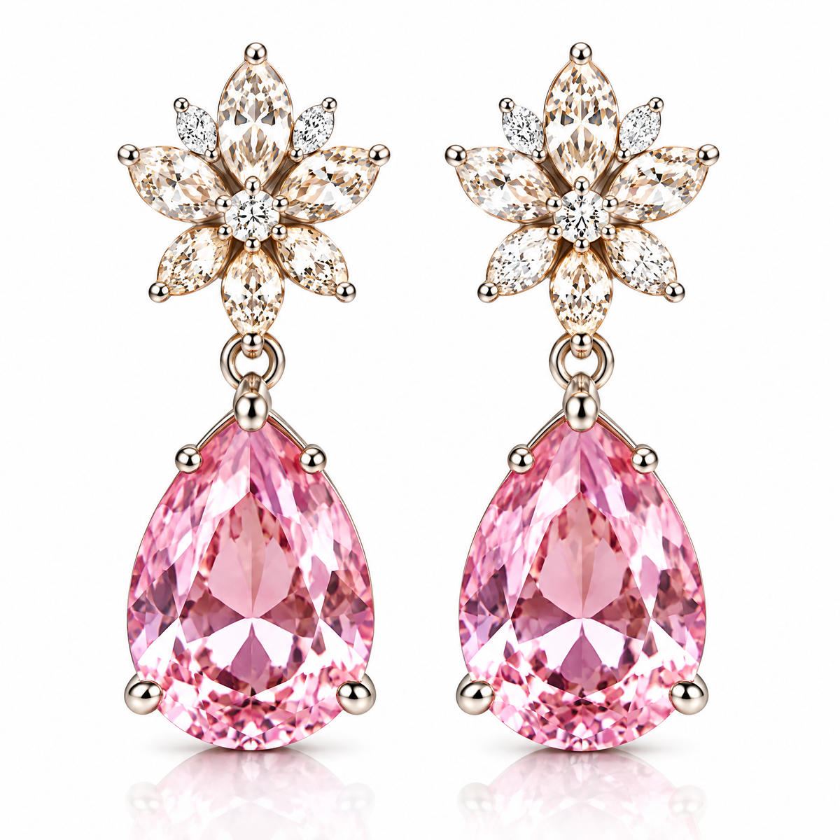 Blush Pink Blossom Teardrop Earrings — product view