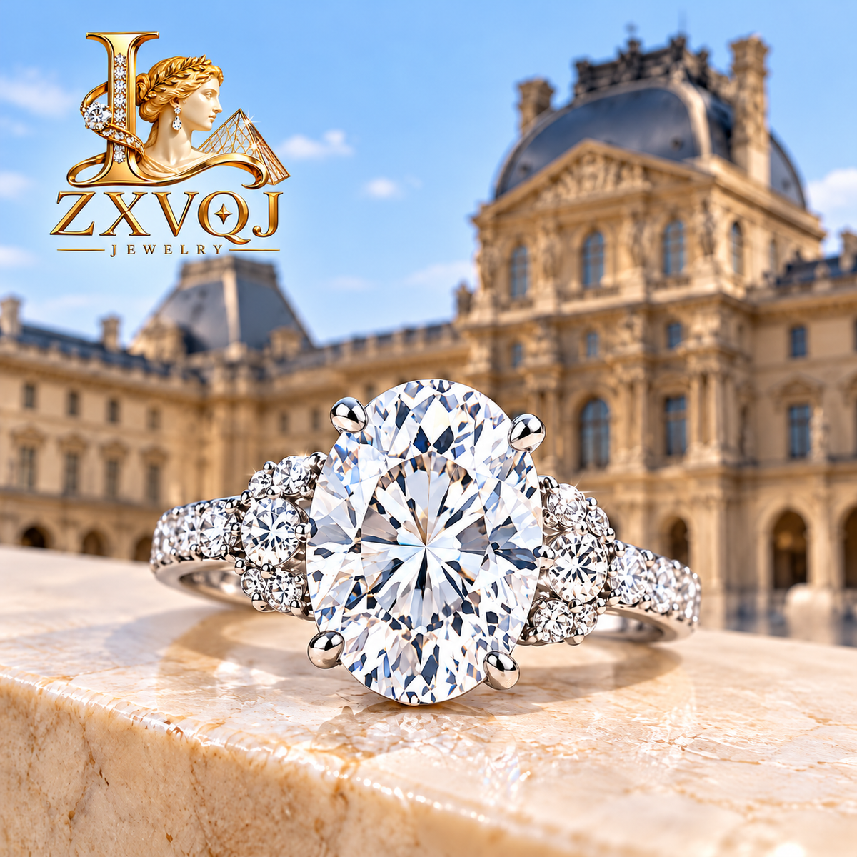 Oval Radiance Crystal-Look Ring — styled view