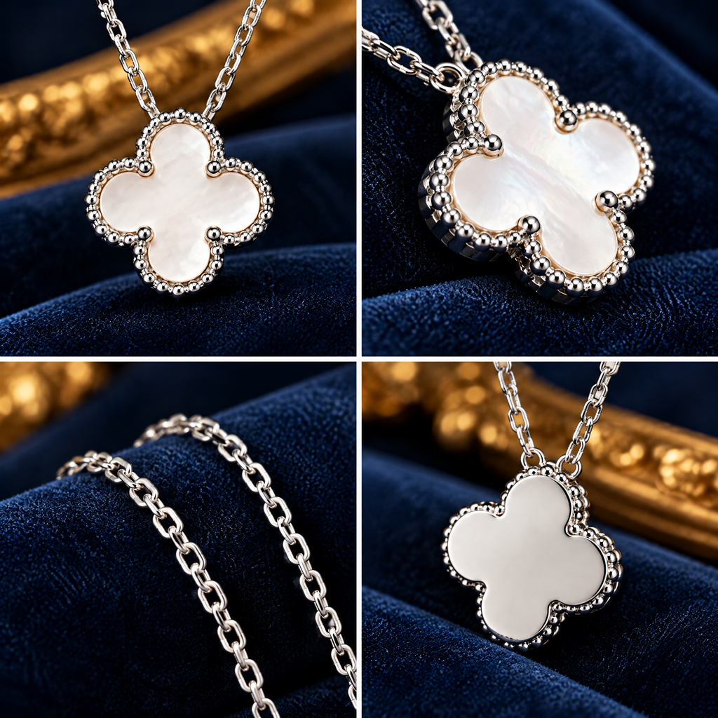 Ivory Clover Charm Necklace — design details