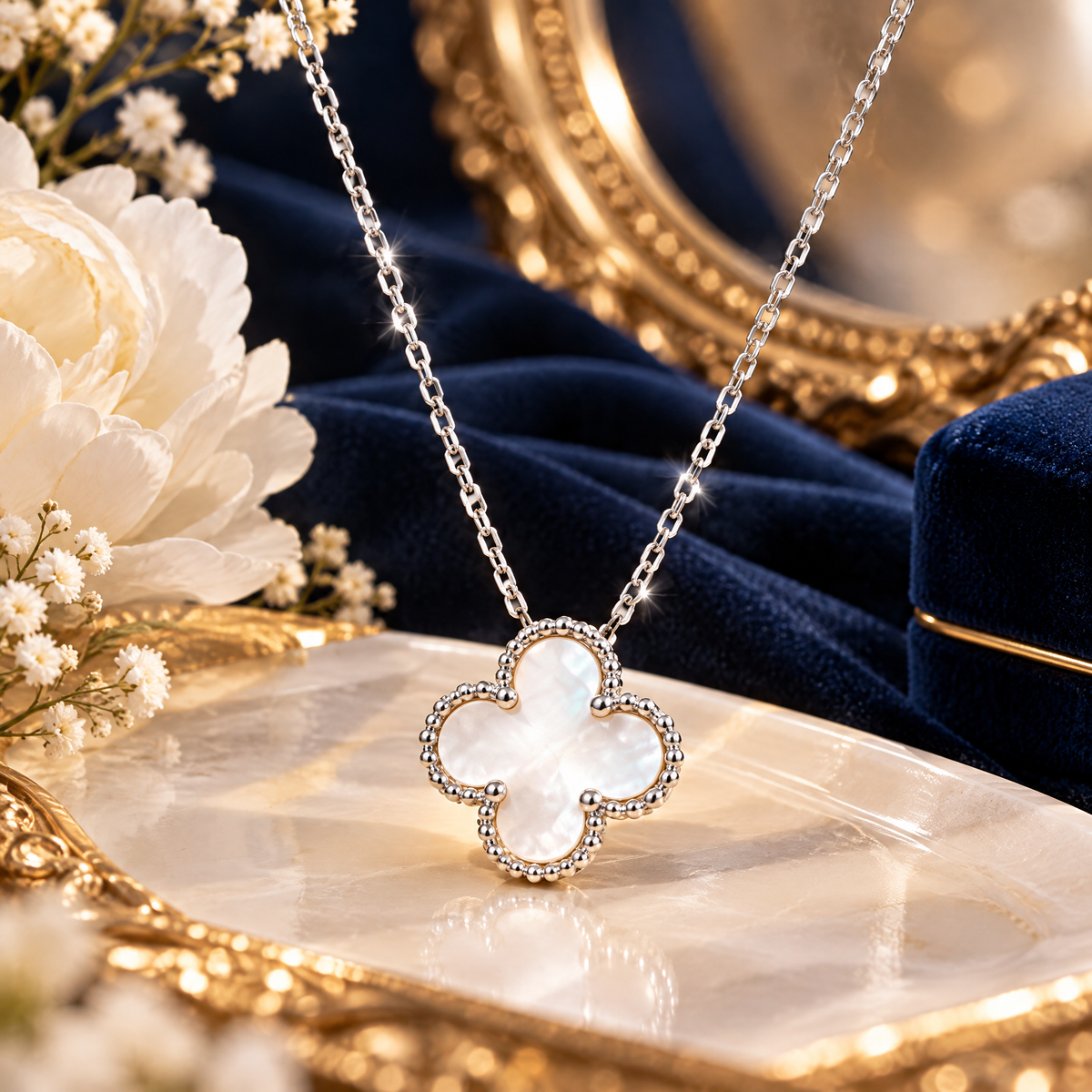 Ivory Clover Charm Necklace — styling inspiration