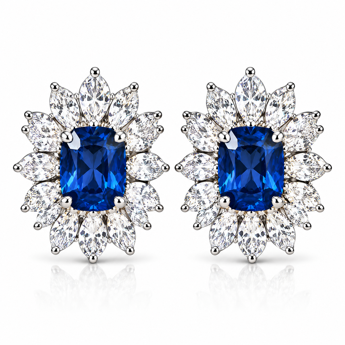 Emerald-Green Floral Halo Stud Earrings — alternate color or finish