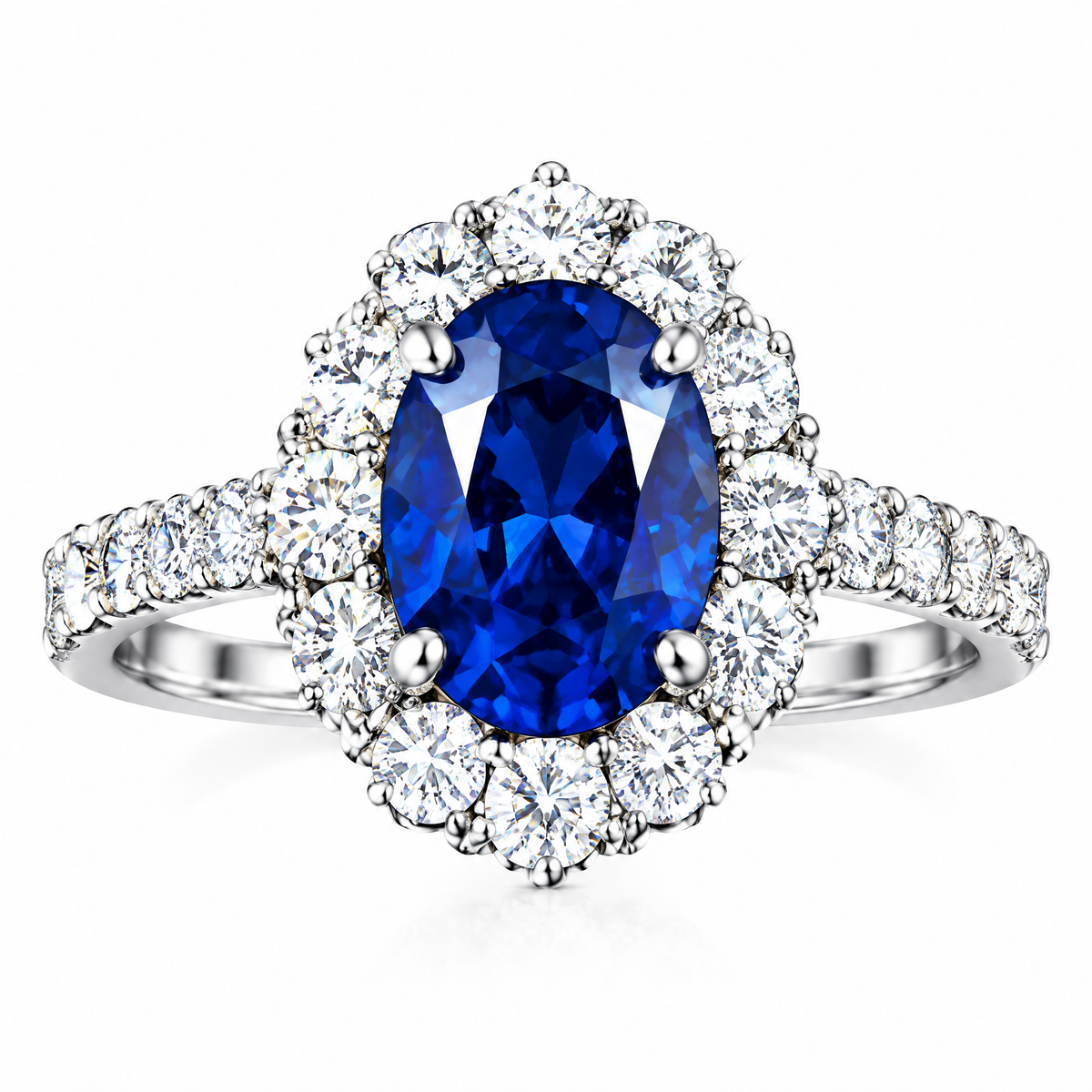 Midnight Blue Oval Halo Ring — product view