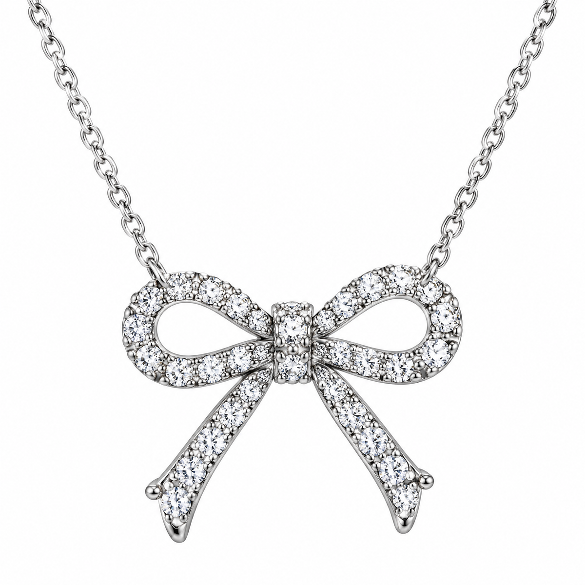 Crystal Ribbon Bow Pendant Necklace — alternate color or finish