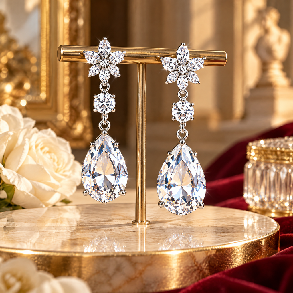 Crystal Blossom Teardrop Earrings — styling inspiration