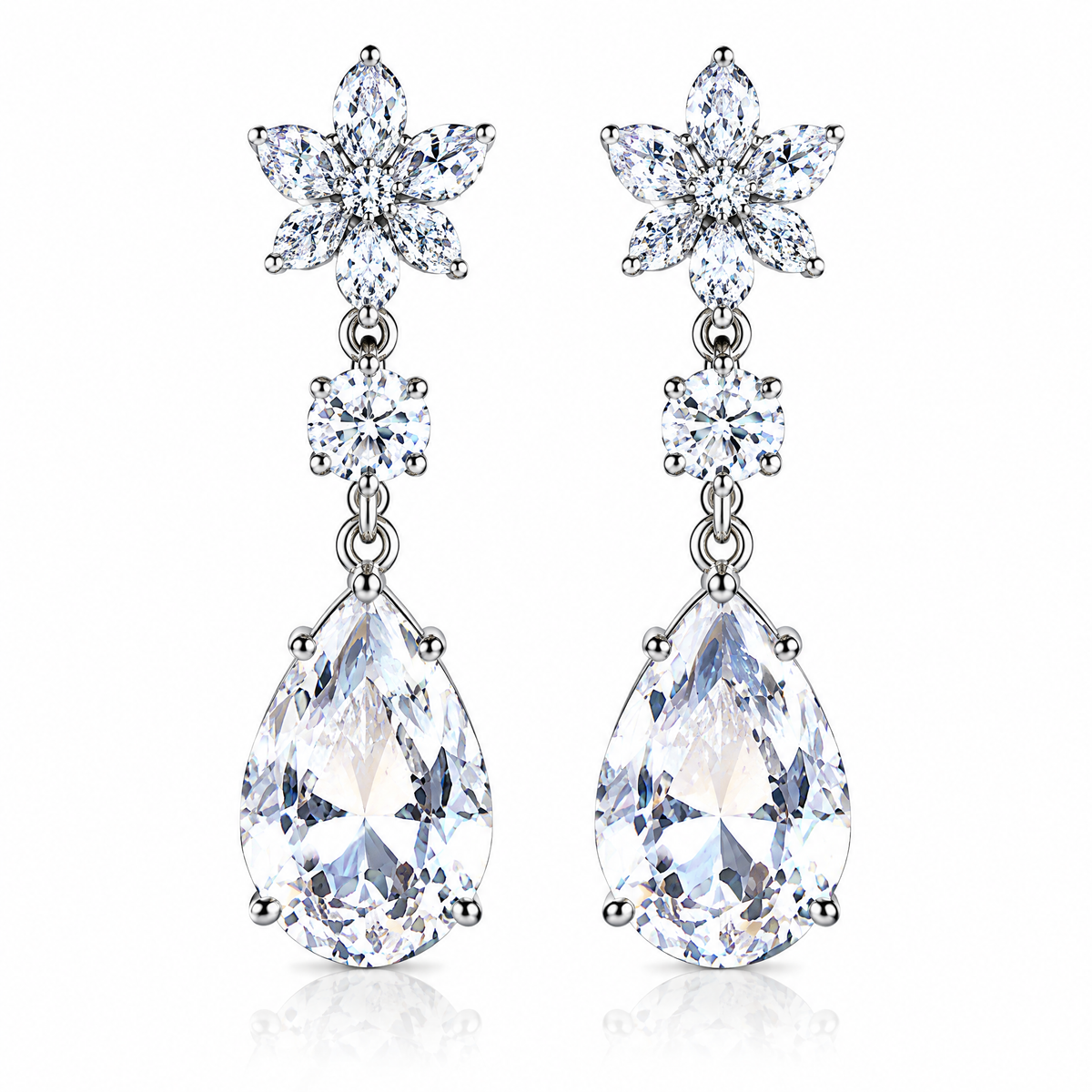 Crystal Blossom Teardrop Earrings — product view