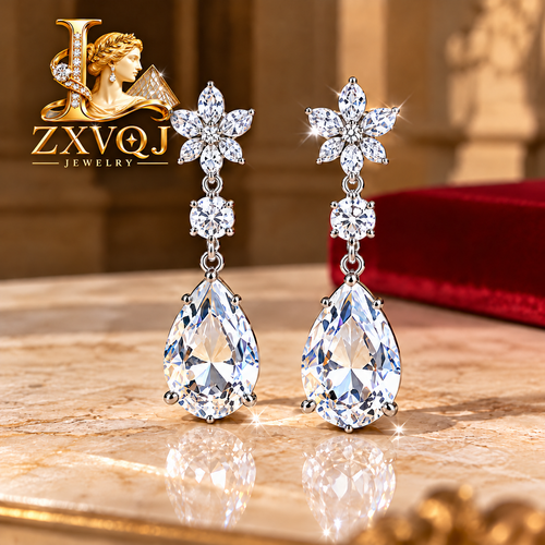 Crystal Blossom Teardrop Earrings — main image