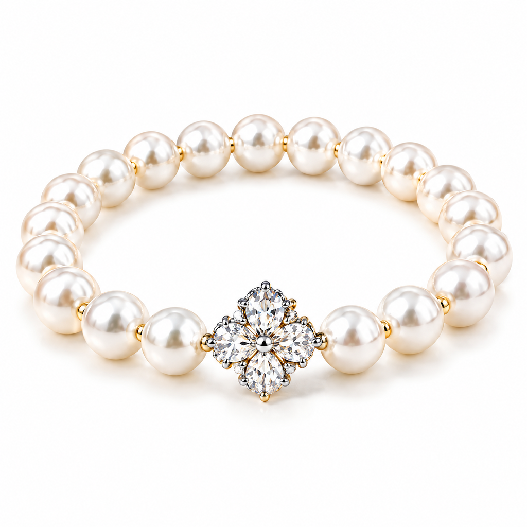 Pearl-Look Floral Charm Bracelet — product view