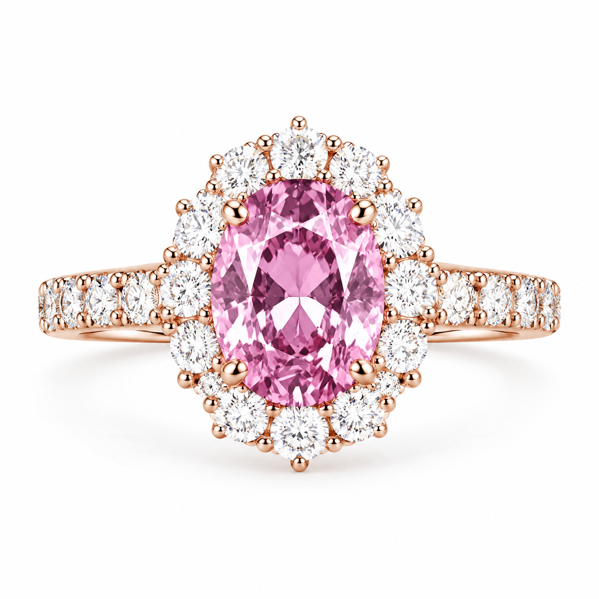 Rose Pink Oval Halo Ring — alternate color or finish